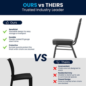 English Elm HERCULES Trapezoidal Back Stacking Banquet Chair - Stylish, Durable Comfort for Events & Gatherings Black Vinyl/Black Frame FD-BHF-1-GG