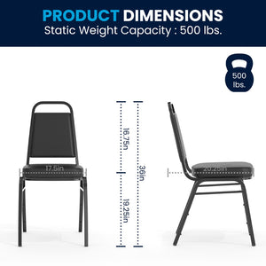 English Elm HERCULES Trapezoidal Back Stacking Banquet Chair - Stylish, Durable Comfort for Events & Gatherings Black Vinyl/Black Frame FD-BHF-1-GG