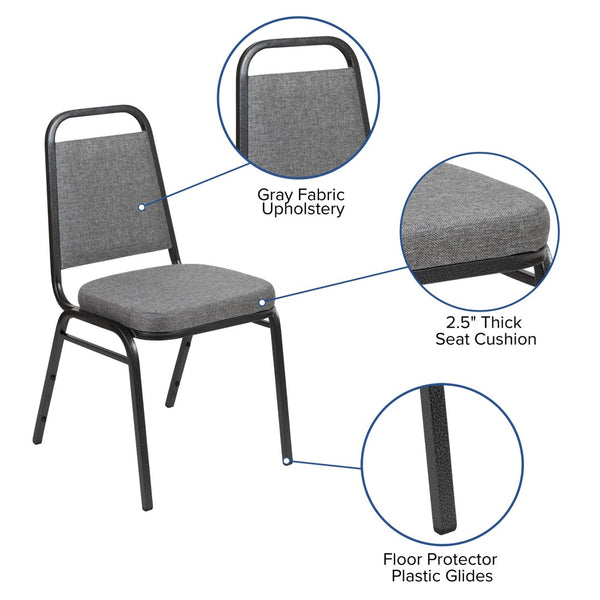 English Elm HERCULES Trapezoidal Back Stacking Banquet Chair - Stylish, Durable Comfort for Events & Gatherings Gray Fabric/Silver Vein Frame FD-BHF-1-SILVERVEIN-BCG-GG