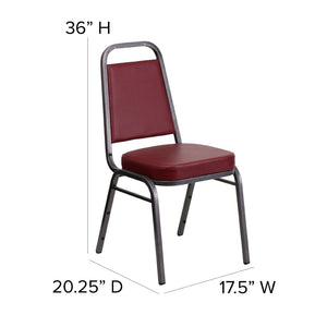 English Elm HERCULES Trapezoidal Back Stacking Banquet Chair - Stylish, Durable Comfort for Events & Gatherings Burgundy Vinyl/Silver Vein Frame FD-BHF-1-SILVERVEIN-BY-GG