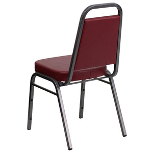 English Elm HERCULES Trapezoidal Back Stacking Banquet Chair - Stylish, Durable Comfort for Events & Gatherings Burgundy Vinyl/Silver Vein Frame FD-BHF-1-SILVERVEIN-BY-GG