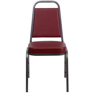 English Elm HERCULES Trapezoidal Back Stacking Banquet Chair - Stylish, Durable Comfort for Events & Gatherings Burgundy Vinyl/Silver Vein Frame FD-BHF-1-SILVERVEIN-BY-GG