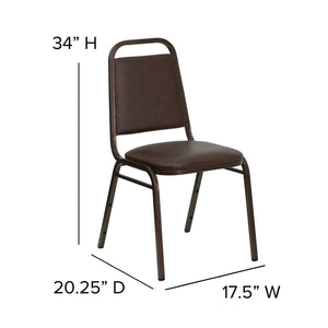 English Elm HERCULES Series Stacking Banquet Chair with Trapezoidal Back for Events, Easy Storage, 500 lb Capacity Brown Vinyl/Copper Vein Frame FD-BHF-2-BN-GG