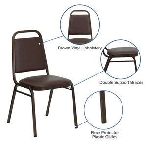 English Elm HERCULES Series Stacking Banquet Chair with Trapezoidal Back for Events, Easy Storage, 500 lb Capacity Brown Vinyl/Copper Vein Frame FD-BHF-2-BN-GG