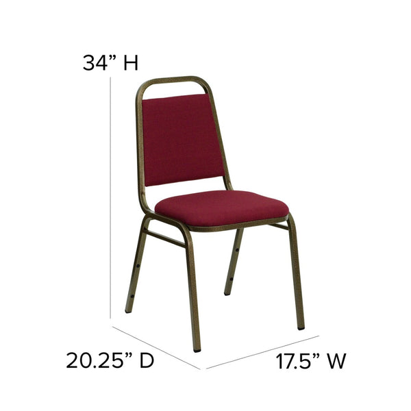 English Elm HERCULES Series Stacking Banquet Chair with Trapezoidal Back for Events, Easy Storage, 500 lb Capacity Burgundy Fabric/Gold Vein Frame FD-BHF-2-BY-GG