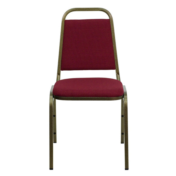 English Elm HERCULES Series Stacking Banquet Chair with Trapezoidal Back for Events, Easy Storage, 500 lb Capacity Burgundy Fabric/Gold Vein Frame FD-BHF-2-BY-GG