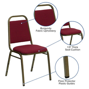English Elm HERCULES Series Stacking Banquet Chair with Trapezoidal Back for Events, Easy Storage, 500 lb Capacity Burgundy Fabric/Gold Vein Frame FD-BHF-2-BY-GG