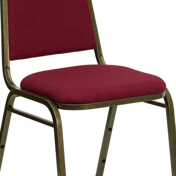 English Elm HERCULES Series Stacking Banquet Chair with Trapezoidal Back for Events, Easy Storage, 500 lb Capacity Burgundy Fabric/Gold Vein Frame FD-BHF-2-BY-GG