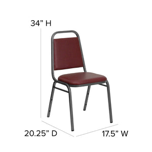 English Elm HERCULES Series Stacking Banquet Chair with Trapezoidal Back for Events, Easy Storage, 500 lb Capacity Burgundy Vinyl/Silver Vein Frame FD-BHF-2-BY-VYL-GG