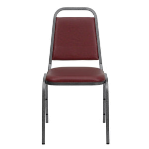 English Elm HERCULES Series Stacking Banquet Chair with Trapezoidal Back for Events, Easy Storage, 500 lb Capacity Burgundy Vinyl/Silver Vein Frame FD-BHF-2-BY-VYL-GG
