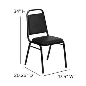 English Elm HERCULES Series Stacking Banquet Chair with Trapezoidal Back for Events, Easy Storage, 500 lb Capacity Black Vinyl/Black Frame FD-BHF-2-GG