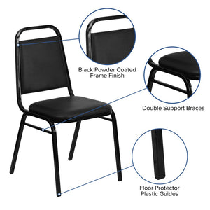 English Elm HERCULES Series Stacking Banquet Chair with Trapezoidal Back for Events, Easy Storage, 500 lb Capacity Black Vinyl/Black Frame FD-BHF-2-GG