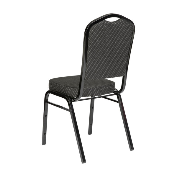 English Elm HERCULES Crown Back Stacking Banquet Chair - Durable, Comfortable Seating for Events & Dining Spaces Black Dot Patterned Fabric/Black Frame FD-C01-B-S076-GG