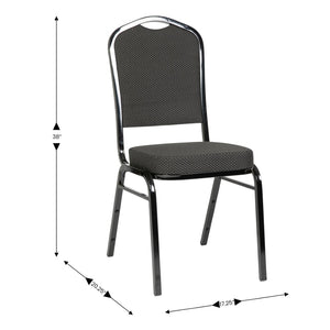 English Elm HERCULES Crown Back Stacking Banquet Chair - Durable, Comfortable Seating for Events & Dining Spaces Black Dot Patterned Fabric/Black Frame FD-C01-B-S076-GG