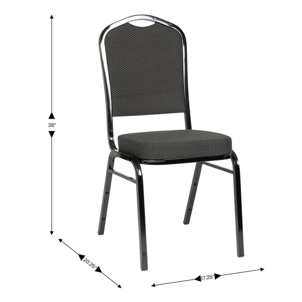 English Elm HERCULES Crown Back Stacking Banquet Chair - Durable, Comfortable Seating for Events & Dining Spaces Black Dot Patterned Fabric/Black Frame FD-C01-B-S076-GG