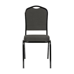 English Elm HERCULES Crown Back Stacking Banquet Chair - Durable, Comfortable Seating for Events & Dining Spaces Black Dot Patterned Fabric/Black Frame FD-C01-B-S076-GG