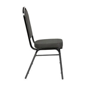 English Elm HERCULES Crown Back Stacking Banquet Chair - Durable, Comfortable Seating for Events & Dining Spaces Black Dot Patterned Fabric/Black Frame FD-C01-B-S076-GG