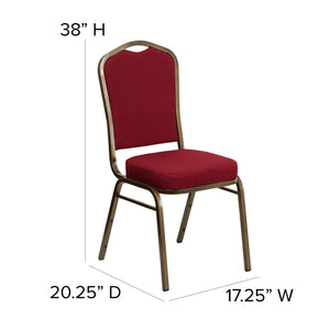 English Elm HERCULES Crown Back Banquet Chair - Elegant Navy Upholstered Seat, Sturdy Gold Frame for Events Burgundy Fabric/Gold Vein Frame FD-C01-GOLDVEIN-3169-GG