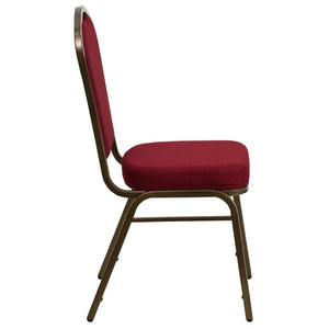 English Elm HERCULES Crown Back Banquet Chair - Elegant Navy Upholstered Seat, Sturdy Gold Frame for Events Burgundy Fabric/Gold Vein Frame FD-C01-GOLDVEIN-3169-GG