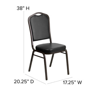 English Elm HERCULES Crown Back Banquet Chair - Elegant Navy Upholstered Seat, Sturdy Gold Frame for Events Black Vinyl/Gold Vein Frame FD-C01-GOLDVEIN-BK-VY-GG