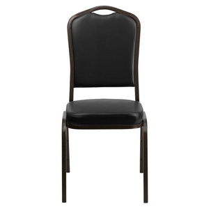 English Elm HERCULES Crown Back Banquet Chair - Elegant Navy Upholstered Seat, Sturdy Gold Frame for Events Black Vinyl/Gold Vein Frame FD-C01-GOLDVEIN-BK-VY-GG