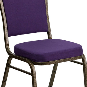 English Elm HERCULES Crown Back Banquet Chair - Elegant Navy Upholstered Seat, Sturdy Gold Frame for Events Purple Fabric/Gold Vein Frame FD-C01-PUR-GV-GG