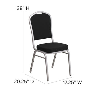 English Elm HERCULES Crown Back Banquet Chair - Elegant Navy Upholstered Seat, Sturdy Gold Frame for Events Gray Dot Fabric/Silver Frame FD-C01-S-6-GG