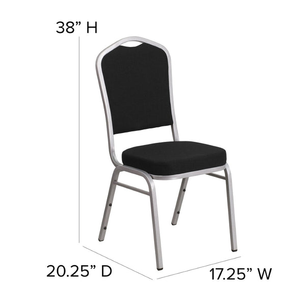 English Elm HERCULES Crown Back Banquet Chair - Elegant Navy Upholstered Seat, Sturdy Gold Frame for Events Gray Dot Fabric/Silver Frame FD-C01-S-6-GG