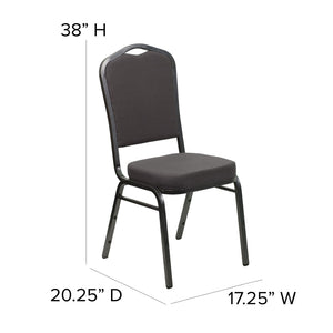English Elm HERCULES Crown Back Banquet Chair - Elegant Navy Upholstered Seat, Sturdy Gold Frame for Events Gray Fabric/Silver Vein Frame FD-C01-SILVERVEIN-GY-GG
