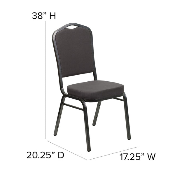 English Elm HERCULES Crown Back Banquet Chair - Elegant Navy Upholstered Seat, Sturdy Gold Frame for Events Gray Fabric/Silver Vein Frame FD-C01-SILVERVEIN-GY-GG