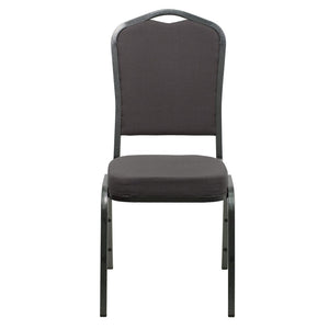 English Elm HERCULES Crown Back Banquet Chair - Elegant Navy Upholstered Seat, Sturdy Gold Frame for Events Gray Fabric/Silver Vein Frame FD-C01-SILVERVEIN-GY-GG