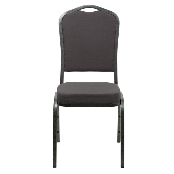 English Elm HERCULES Crown Back Banquet Chair - Elegant Navy Upholstered Seat, Sturdy Gold Frame for Events Gray Fabric/Silver Vein Frame FD-C01-SILVERVEIN-GY-GG