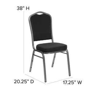 English Elm HERCULES Crown Back Banquet Chair - Elegant Navy Upholstered Seat, Sturdy Gold Frame for Events Black Dot Patterned Fabric/Silver Vein Frame FD-C01-SILVERVEIN-S076-GG
