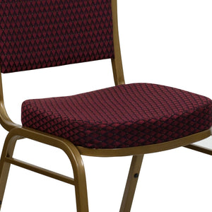 English Elm HERCULES Elegant Dome Back Stacking Banquet Chair for Events - Durable & Comfortable Seating Solution Burgundy Patterned Fabric/Gold Frame FD-C03-ALLGOLD-EFE1679-GG