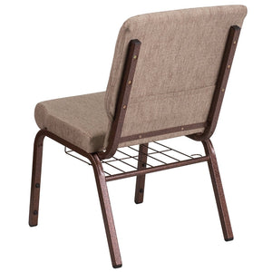English Elm HERCULES 18.5''W Church Chair with Book Rack - Comfortable Seating for Worship & Events, Durable Design Beige Fabric/Copper Vein Frame FD-CH02185-CV-BGE1-BAS-GG