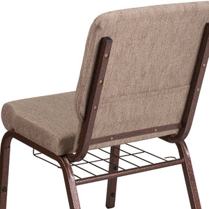 English Elm HERCULES 18.5''W Church Chair with Book Rack - Comfortable Seating for Worship & Events, Durable Design Beige Fabric/Copper Vein Frame FD-CH02185-CV-BGE1-BAS-GG