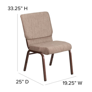 English Elm HERCULES 18.5''W Stacking Church Chair - Comfort, Durability, and Style for Any Event Setting Beige Fabric/Copper Vein Frame FD-CH02185-CV-BGE1-GG