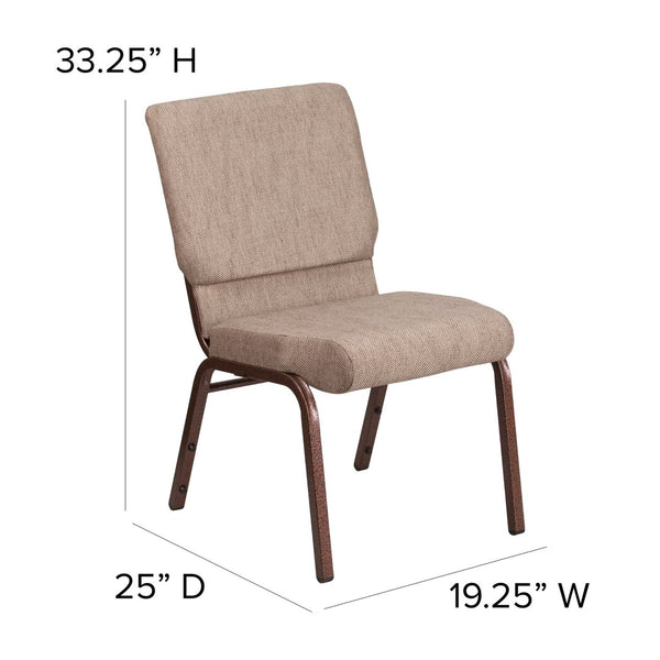 English Elm HERCULES 18.5''W Stacking Church Chair - Comfort, Durability, and Style for Any Event Setting Beige Fabric/Copper Vein Frame FD-CH02185-CV-BGE1-GG