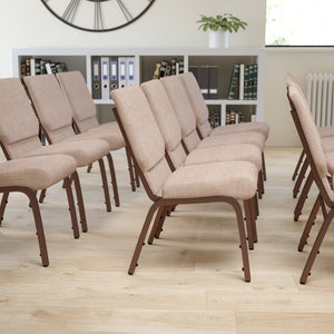 English Elm HERCULES 18.5''W Stacking Church Chair - Comfort, Durability, and Style for Any Event Setting Beige Fabric/Copper Vein Frame FD-CH02185-CV-BGE1-GG