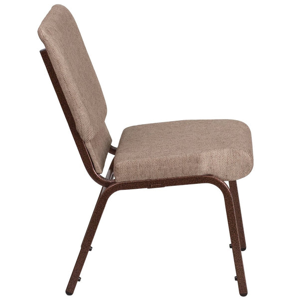 English Elm HERCULES 18.5''W Stacking Church Chair - Comfort, Durability, and Style for Any Event Setting Beige Fabric/Copper Vein Frame FD-CH02185-CV-BGE1-GG