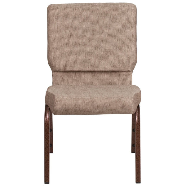 English Elm HERCULES 18.5''W Stacking Church Chair - Comfort, Durability, and Style for Any Event Setting Beige Fabric/Copper Vein Frame FD-CH02185-CV-BGE1-GG