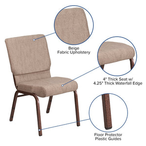 English Elm HERCULES 18.5''W Stacking Church Chair - Comfort, Durability, and Style for Any Event Setting Beige Fabric/Copper Vein Frame FD-CH02185-CV-BGE1-GG