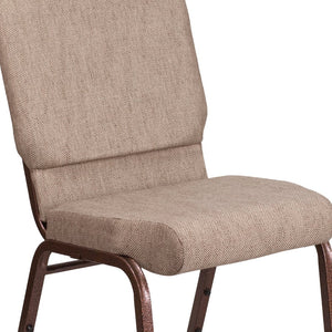 English Elm HERCULES 18.5''W Stacking Church Chair - Comfort, Durability, and Style for Any Event Setting Beige Fabric/Copper Vein Frame FD-CH02185-CV-BGE1-GG