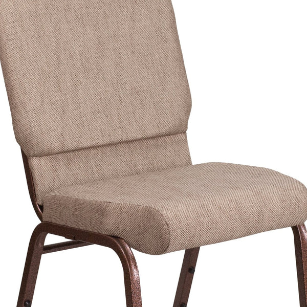 English Elm HERCULES 18.5''W Stacking Church Chair - Comfort, Durability, and Style for Any Event Setting Beige Fabric/Copper Vein Frame FD-CH02185-CV-BGE1-GG