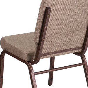 English Elm HERCULES 18.5''W Stacking Church Chair - Comfort, Durability, and Style for Any Event Setting Beige Fabric/Copper Vein Frame FD-CH02185-CV-BGE1-GG