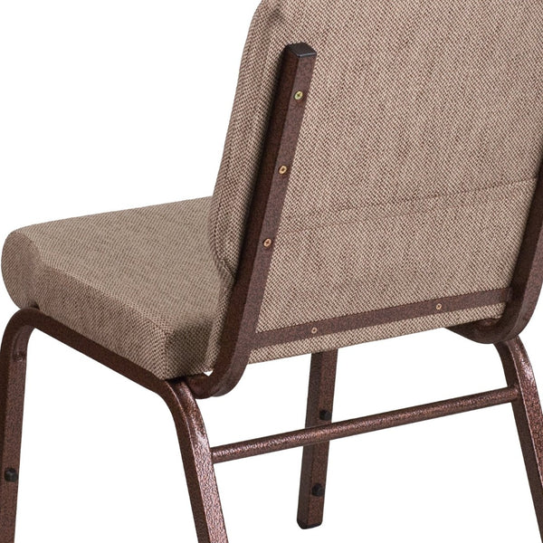 English Elm HERCULES 18.5''W Stacking Church Chair - Comfort, Durability, and Style for Any Event Setting Beige Fabric/Copper Vein Frame FD-CH02185-CV-BGE1-GG