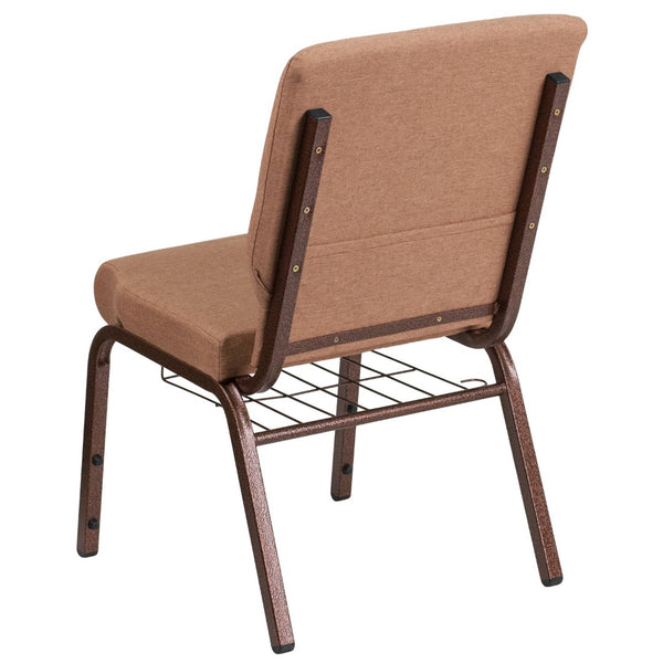 English Elm HERCULES 18.5''W Church Chair with Book Rack - Comfortable Seating for Worship & Events, Durable Design Caramel Fabric/Copper Vein Frame FD-CH02185-CV-BN-BAS-GG
