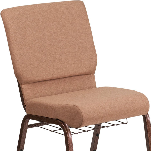 English Elm HERCULES 18.5''W Church Chair with Book Rack - Comfortable Seating for Worship & Events, Durable Design Caramel Fabric/Copper Vein Frame FD-CH02185-CV-BN-BAS-GG