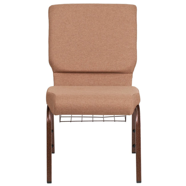 English Elm HERCULES 18.5''W Church Chair with Book Rack - Comfortable Seating for Worship & Events, Durable Design Caramel Fabric/Copper Vein Frame FD-CH02185-CV-BN-BAS-GG