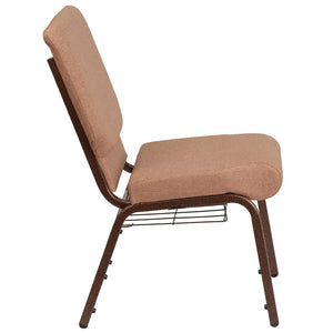 English Elm HERCULES 18.5''W Church Chair with Book Rack - Comfortable Seating for Worship & Events, Durable Design Caramel Fabric/Copper Vein Frame FD-CH02185-CV-BN-BAS-GG